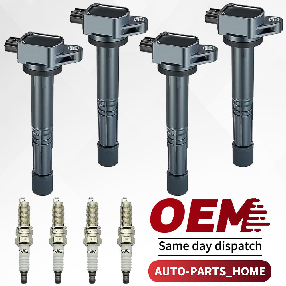 4X คอยล์จุดระเบิด + หัวเทียนอิริเดียมสําหรับ Honda Acura 2.4L UF602 30520-R40-007