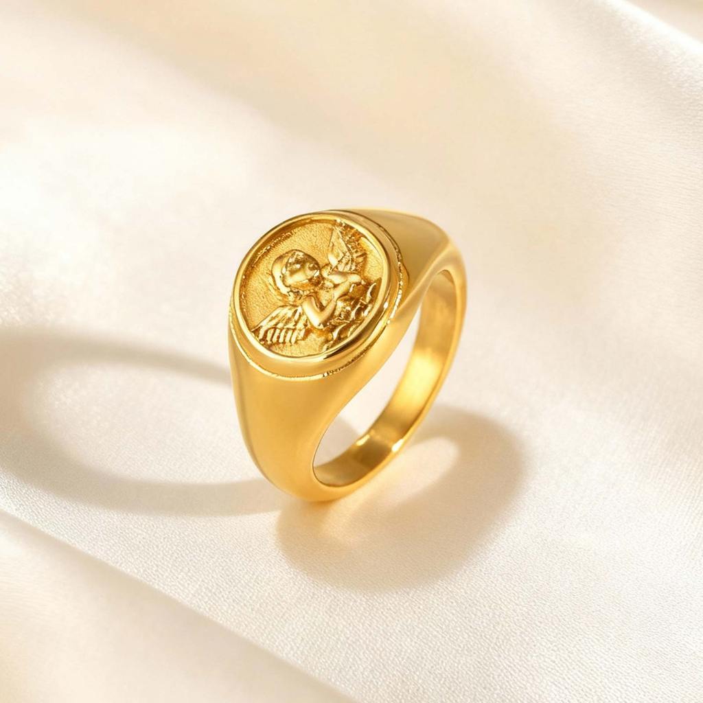 Vnox Gold Cupid แหวนผู้หญิงผู้ชายคู่สาวสแตนเลส Love Chunky Lover เครื่องประดับของขวัญ ราคา ถูกที่สุด ดีลบีเคเค แกลเลอรีภาพที่ 6