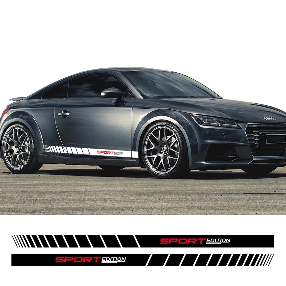รถด้านข้างกระโปรงสติกเกอร์ Sport Edition ไวนิล Decals Racing Stripes อุปกรณ์เสริมกราฟิกสําหรับ Audi 