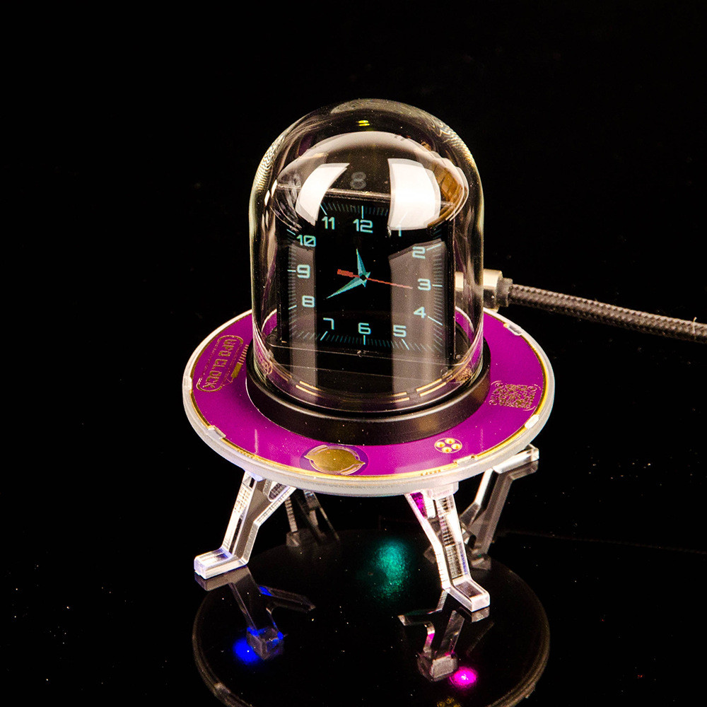 UFO-CLOCK มัลติฟังก์ชัน WIFI สถานีอากาศและเครื่องแสดงราคา Bitcoin ออกแบบโดยCreative พร้อมหลอด Nixie 