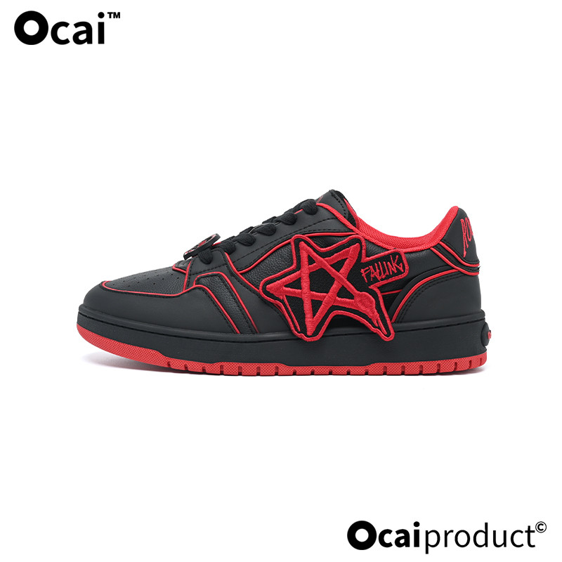 Ocai x STA ร่วมแบรนด์ Rocksta Varsity สีแดงดำ รองเท้าผ้าใบสำหรับผู้ชาย ออกแบบให้สวมใส่ง่ายและทันสมัย
