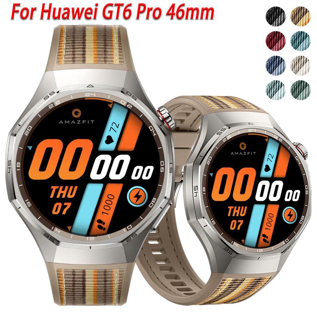 Webbing + สายซิลิโคนสําหรับนาฬิกา Huawei GT6 Pro 46 มม.ทอคอมโพสิตนาฬิกาสําหรับ Huawei GT6 Pro สร้อยข้อมืออุปกรณ์เสริม