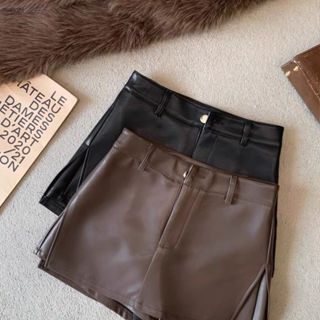 กระโปรงสะโพกแบบหนัง PU สีดำ สไตล์ใหม่สำหรับฤดูใบไม้ร่วงปี 20…