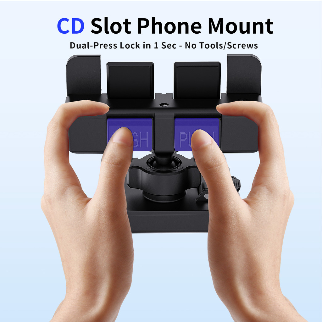 หมุนได้ 360 องศา Universal Car CD Slot ขาตั้งโทรศัพท์ One-Touch Release ที่วางโทรศัพท์ในรถยนต์สําหรับ IPhone 12-16 Pro Max Samsung - รูปที่ 7