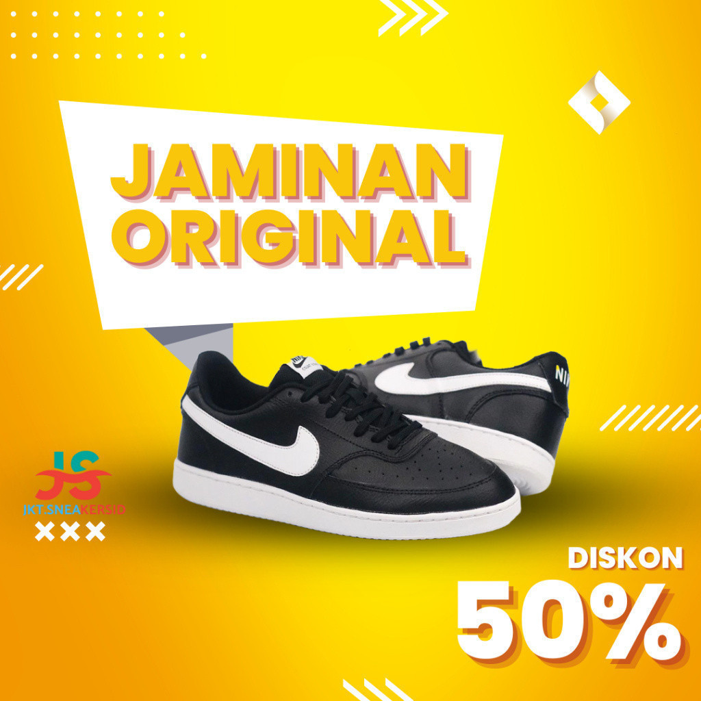 COURT VISIO LOW LEATHER BLACK WHITE