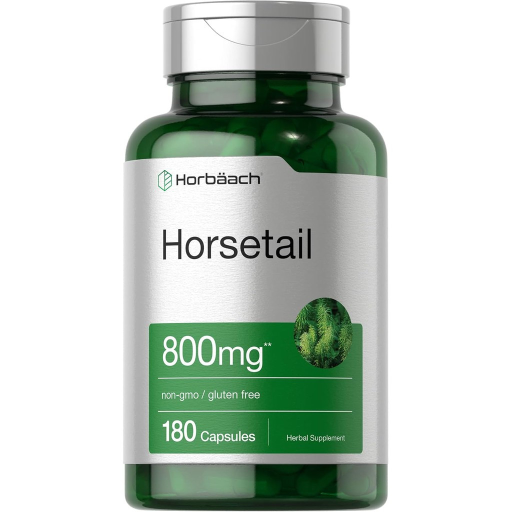 Horbäach Horsetail Herb Capsules 800mg | 180 Count | Non-GMO, Gluten Free Herb Extract Supplement