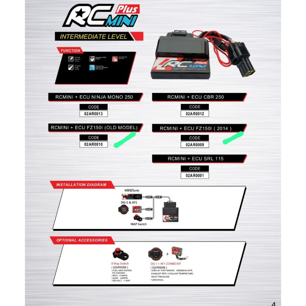 ECU ARACER RCMINI สําหรับ YAMAHA FZ150 OLD & NEW FZ 150 F150i SRL115 FI