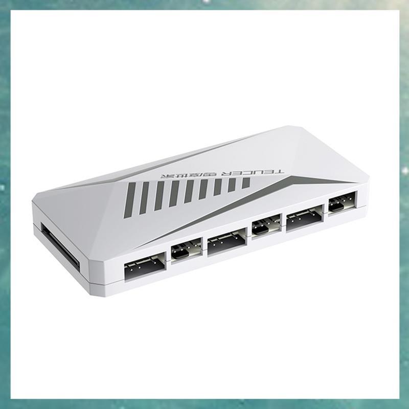 T QLI LP-6P ARGB PWM HUB 3 in 1 Controller 6 Way Splitter 4Pin PWM PC Case พัดลมระบายความร้อน HUB Li