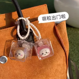 1-5 ชิ้น Super Q น่ารัก Ice Cube 4 * 4 ซม.Pvc จี้ขนาดเล็กกระเป๋าเด็กกลางแจ้งจอแสดงผลกันฝุ่นโปร่งใสคอลเลกชันเก็บกระเป๋าตกแต่งของขวัญ