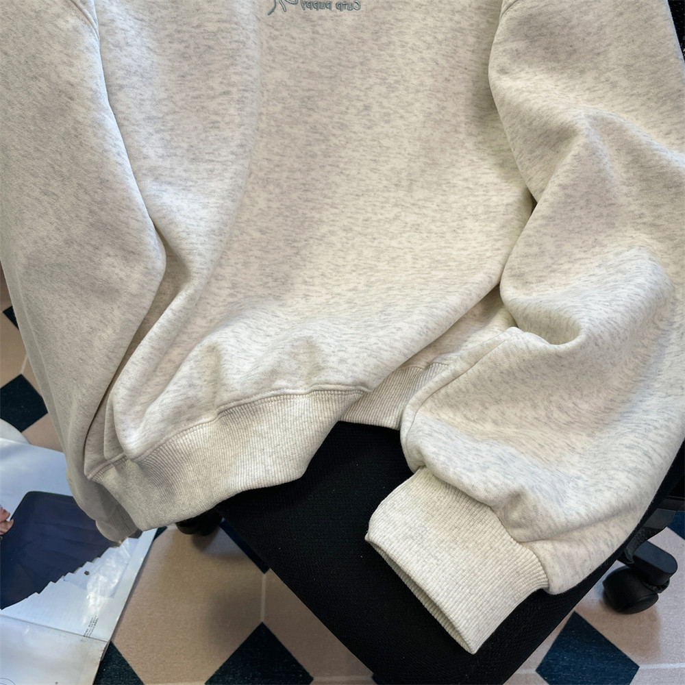 COD✅ (จัดส่งในกรุงเทพฯ)  หมาเฉพาะกลุ่มเย็บปักถักร้อย Hoodless เสื้อกันหนาวหลวมพอดีวินเทจน่ารักด้านบน - รูปที่ 3