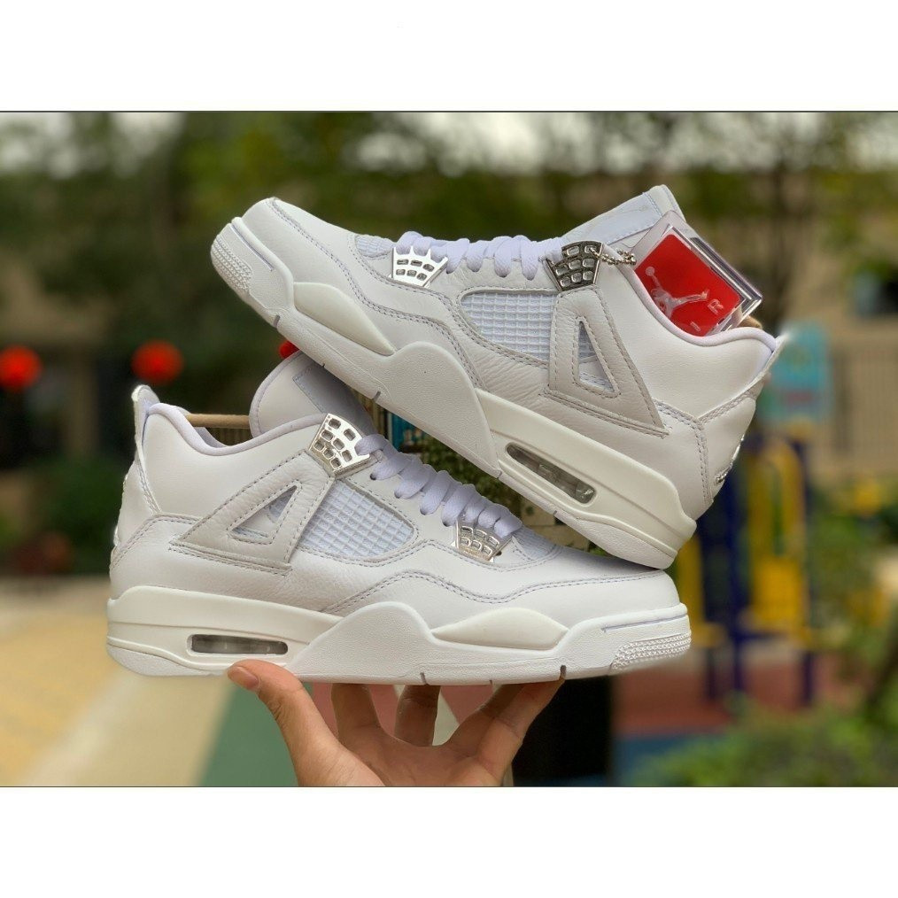 Air 4 Retro Og Pure White Anniversary Cement AJ4 รองเท้าผู้หญิงผู้ชาย308497 TFTL 100 ชิ้น
