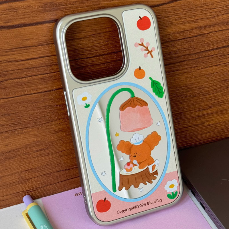 สุนัขน่ารักแต่งหน้ากระจกเคสโทรศัพท์ Drop-Resistant สําหรับ iPhone 18 18Pro 18ProMax 16Promax 15Promax 11 12 13 16e