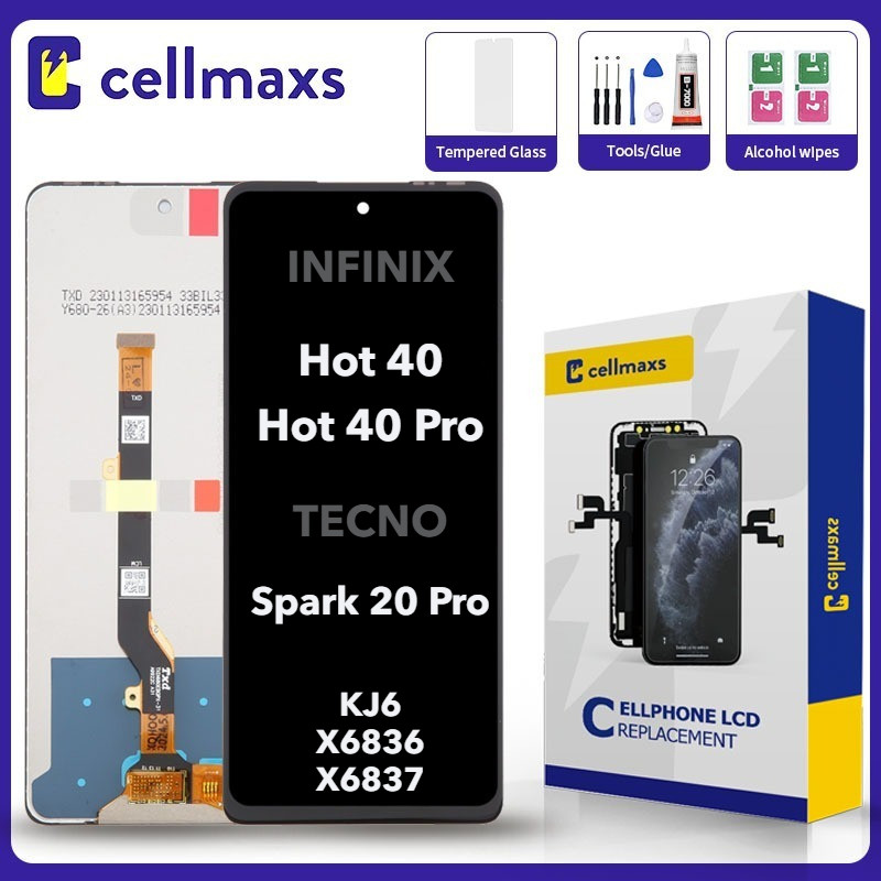 สําหรับ INFINIX Hot 40 Pro TECNO Spark 20 Pro KJ6 X6836 X6837 เปลี่ยนหน้าจอสัมผัส LCD