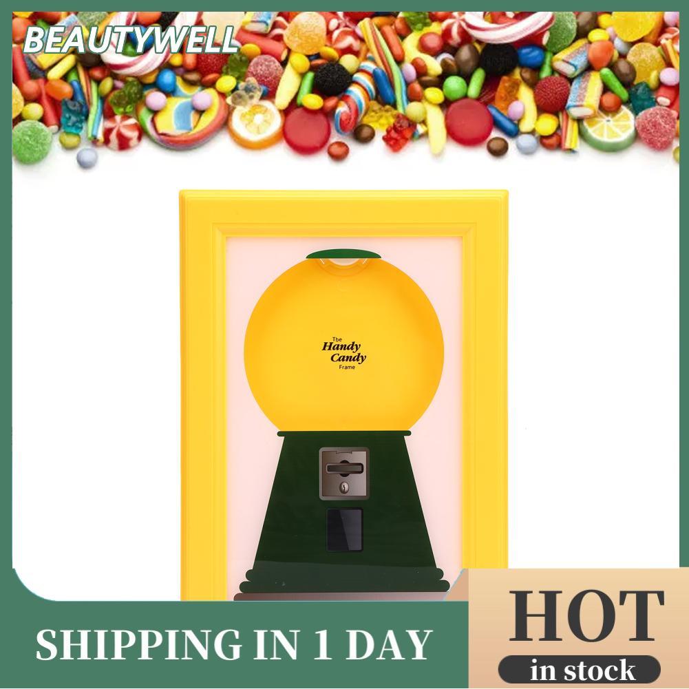 beautywell Handy Candy Frame Gumball Machine ในรูปเครื่องจ่ายแบบติดผนังพร้อมที่จับแบบดึง