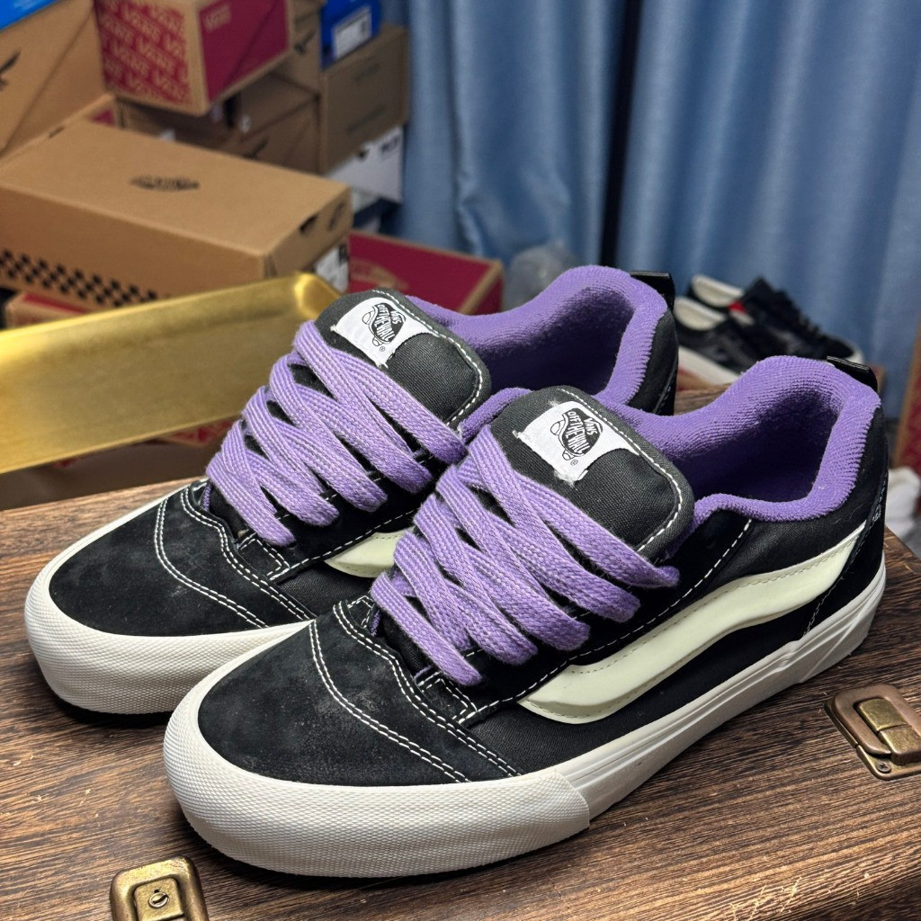 Vans knu skool Black Purple Fluorescent Bread Shoes
