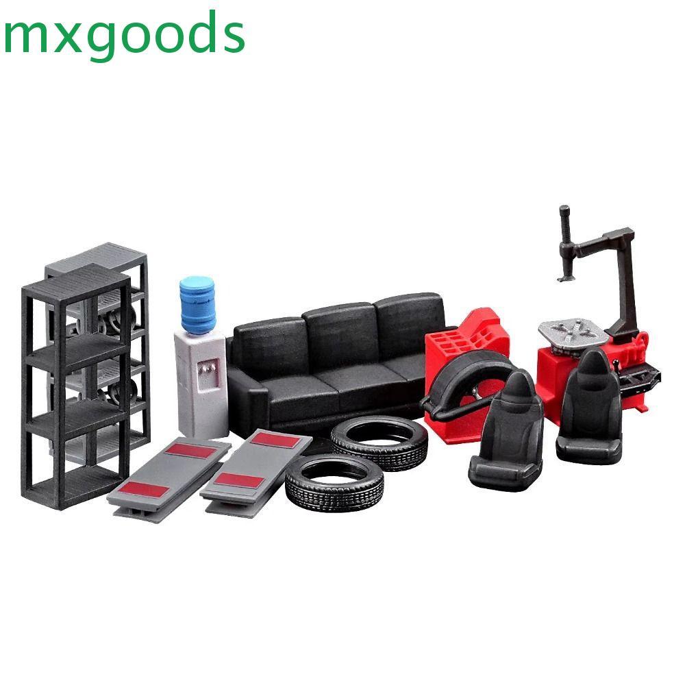 MXGOODS จําลองเครื่องมือซ่อมรถยนต์,ฉากจิ๋ว1/64ขนาดรถซ่อมเครื่องมือรุ่น,เด็กของขวัญรถ หล่อ รุ่นประกอบจอแสดงผลฉากหลังฉากโรงรถแสดง ทําเอง บ้าน
