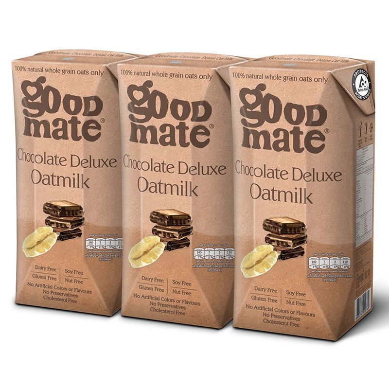 กู๊ดเมทน้ำนมโอ๊ตสูตรช็อกโกแลตดีลักซ์ 180มล แพค 3 Goodmate Chocolate Deluxel Oat Milk 180ml Pack 3 [8854761001217 ]