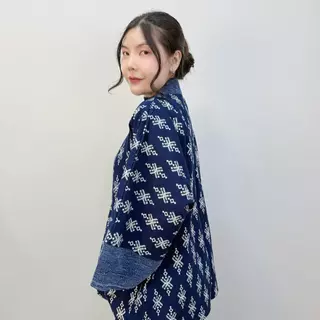 ฟรีไซส์ อก50 และ 56 นิ้ว เสื้อคลุมม่อฮ่อม แต่งสโตน สไตล์ล้านนา ใส่ได้ทั้ง ญ/ช