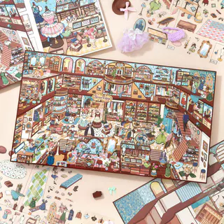10 ชิ้น [Candy House Series] กล่องชุดสติกเกอร์ภูมิทัศน์ขนาดใหญ่พิเศษร้านเสื้อผ้าเครื่องประดับรองเท้ากร Scrapbooking