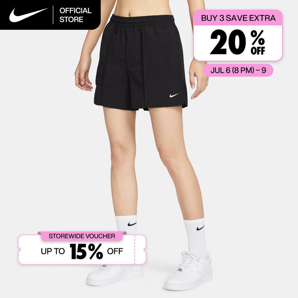 Nike Women's Sportswear Everything Wovens Mid-Rise 5" Shorts - Black [FV6623-010]