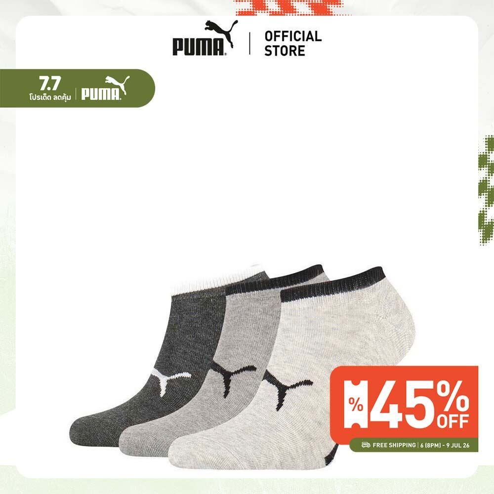 PUMA SOCKS - ถุงเท้า PUMA Unisex No Show Footie 3 คู่ สีดำ - 93569204