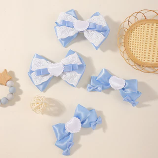 2 ชิ้นสาวพิมพ์เย็บปักถักร้อยผม Bows คลิปผ้าฝ้ายสด Hairgrips Headwear เด็กอุปกรณ์เสริมผมคลิปผมชุด