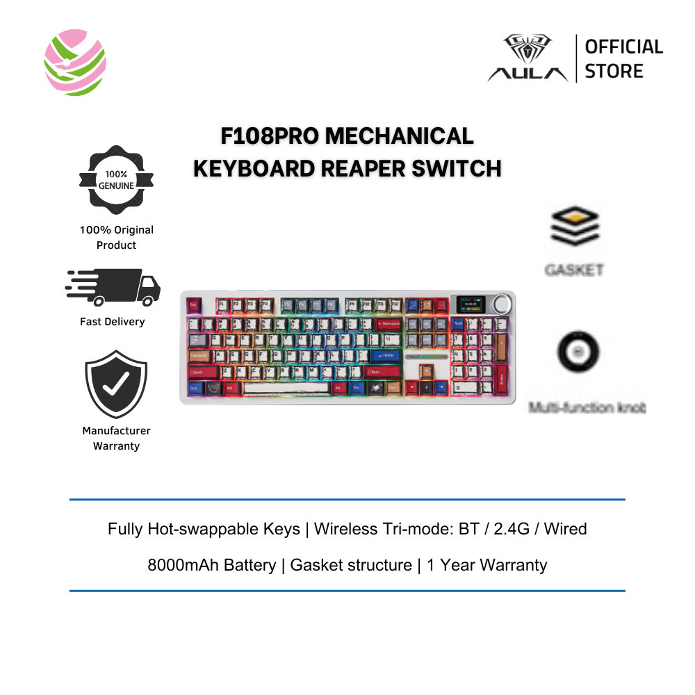 Aula F108 Pro คีย์บอร์ดไร้สายเครื่องกล Comic - Reaper Switch