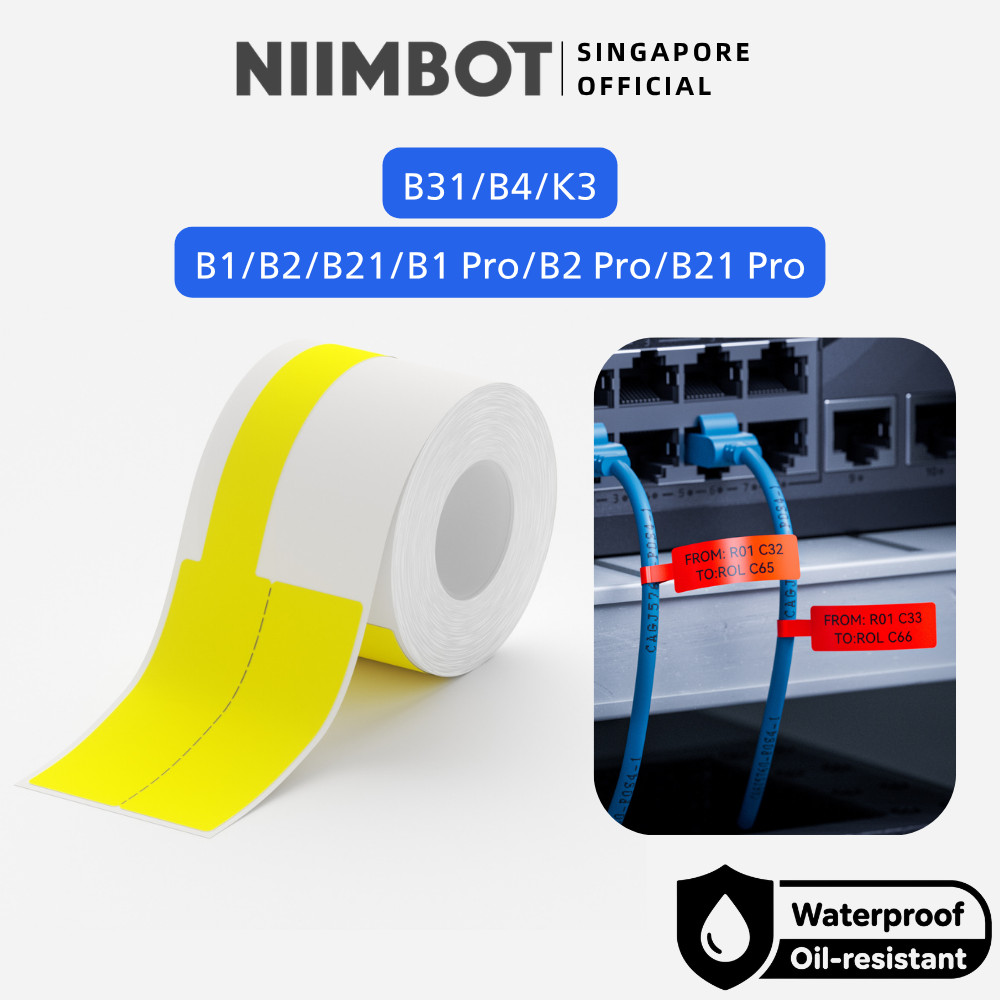 NIIMBOT Cable Tag สติกเกอร์ฉลากสําหรับ B1 B2 B21 B1 Pro B2 Pro B21 Pro B31 B4 ความร้อนกันน้ําสายไฟกา
