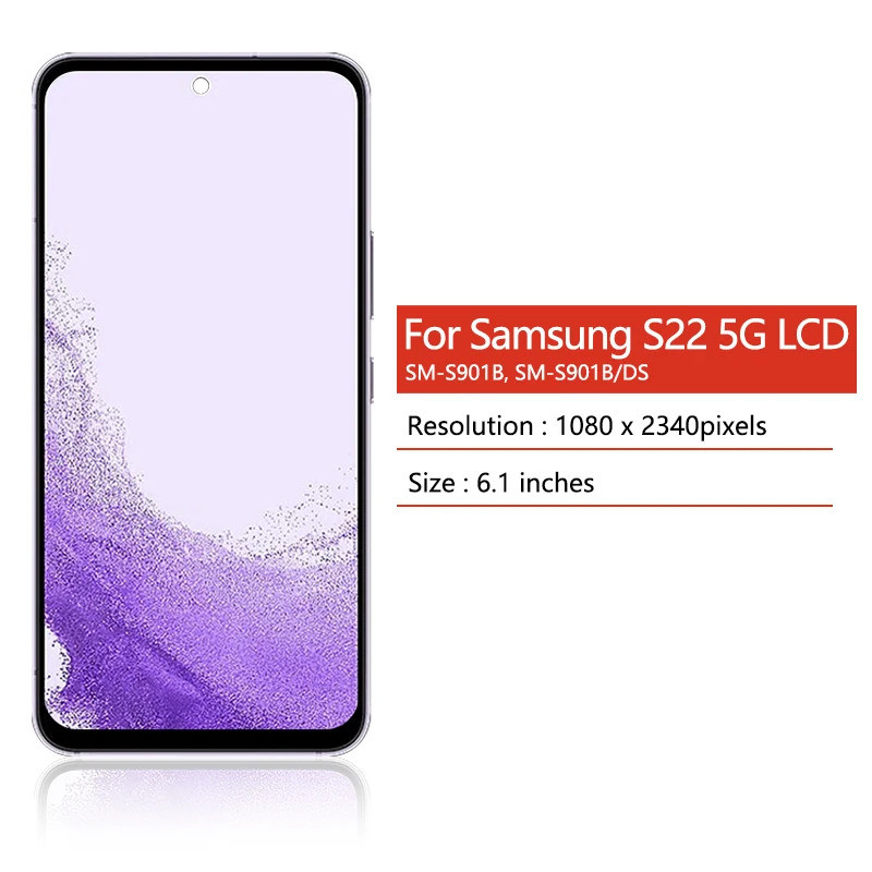 S901B S901U S901W S901N S901E LCD สําหรับ Samsung S22 LCD สําหรับ S22 5G จอแสดงผล LCD Touch Screen D