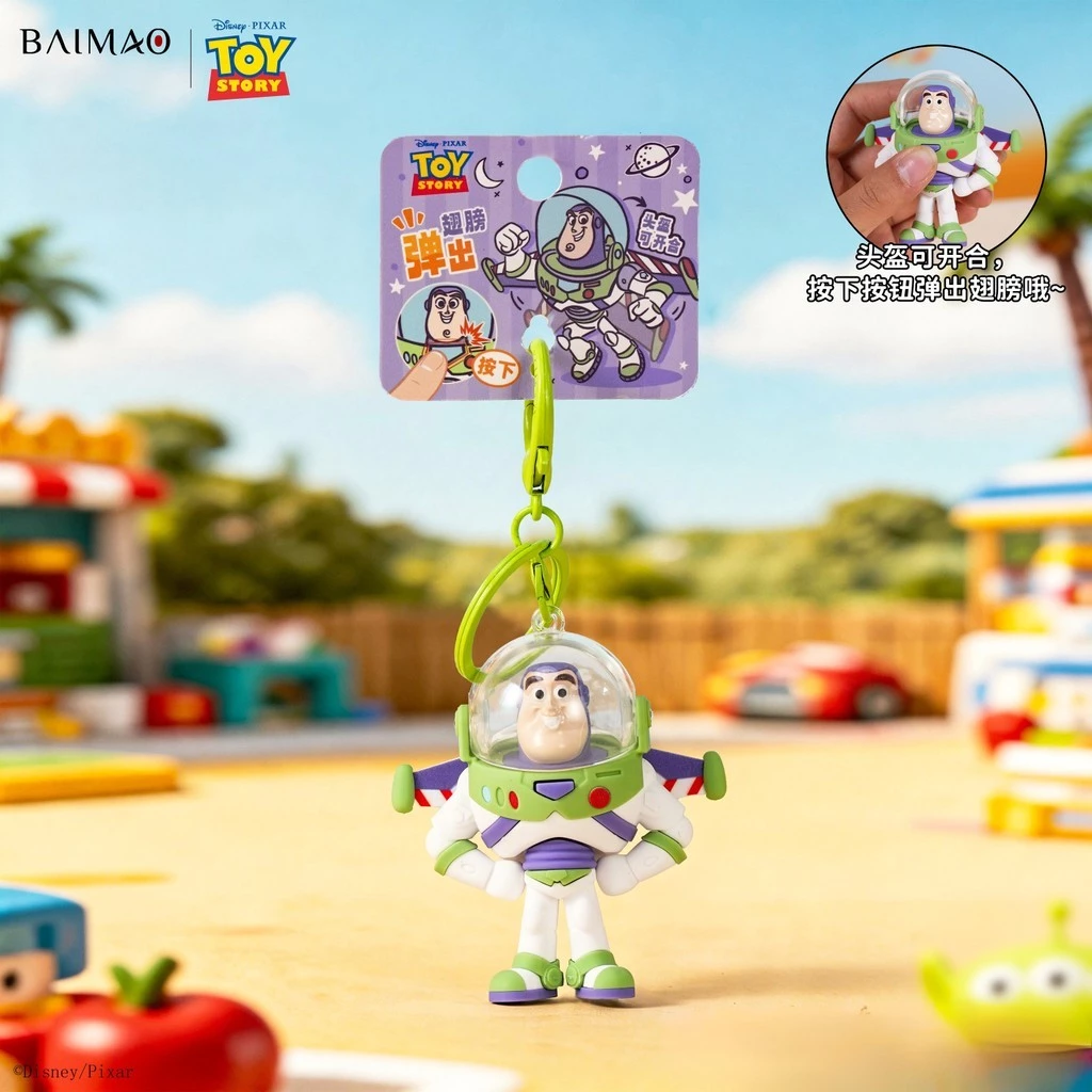อย่างเป็นทางการ Disney Toy Story Buzz Lightyear พวงกุญแจ Pop Out Wings ที่ถอดออกได้หมวกกันน็อค BAIMAO ที่ได้รับอนุญาตรูปกระเป๋า Charm จี้กุญแจรถเด็กของขวัญ
