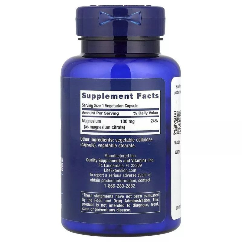 EXP 2028 Life Extension Magnesium Citrate 100mg 100 Veg Capsules Nerve Muscle Support 100 แท้ SG7N