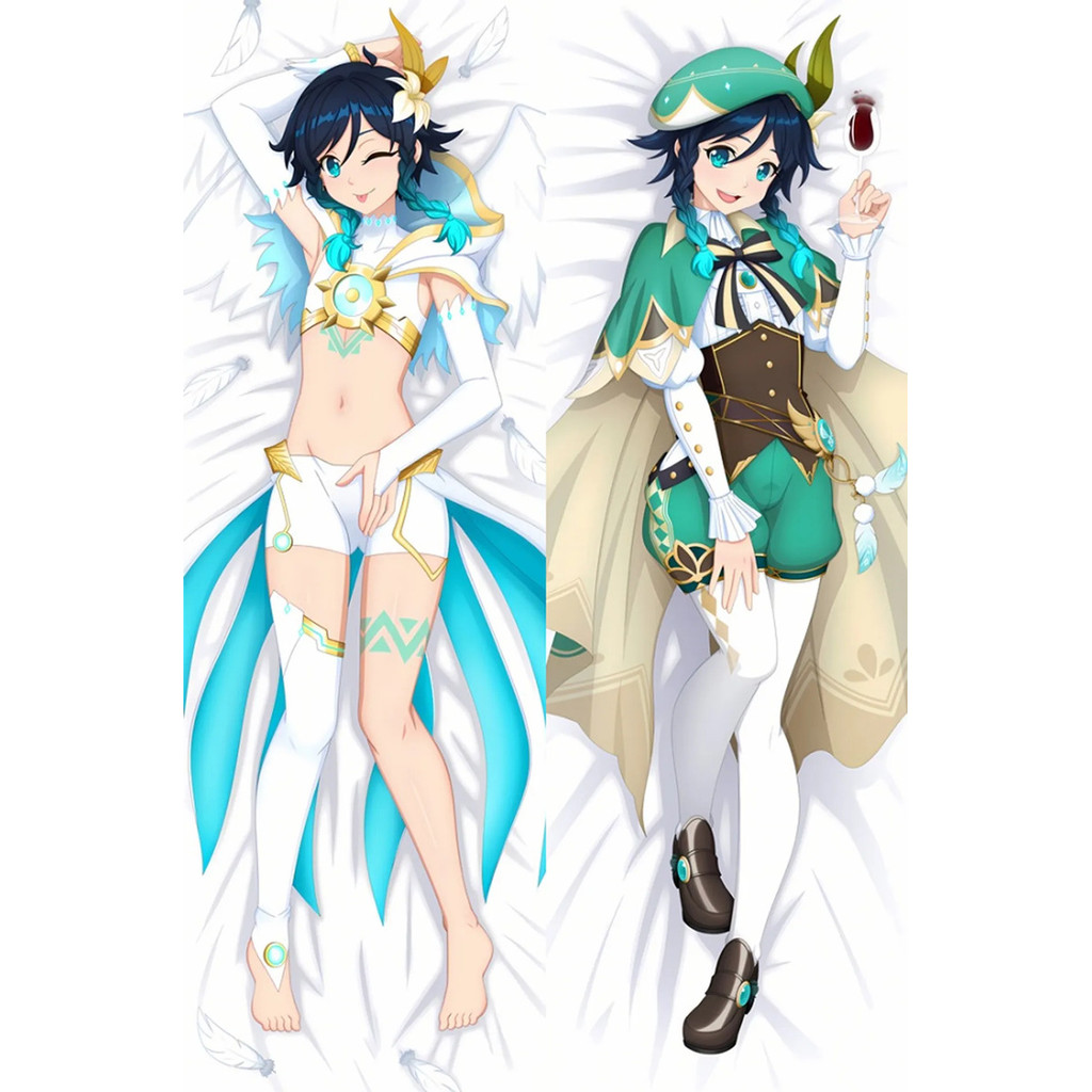 อะนิเมะ Venti หมอน Dakimakura 2-Side พิมพ์ปลอกหมอนกอดเบาะรองนั่ง Otaku Waifu