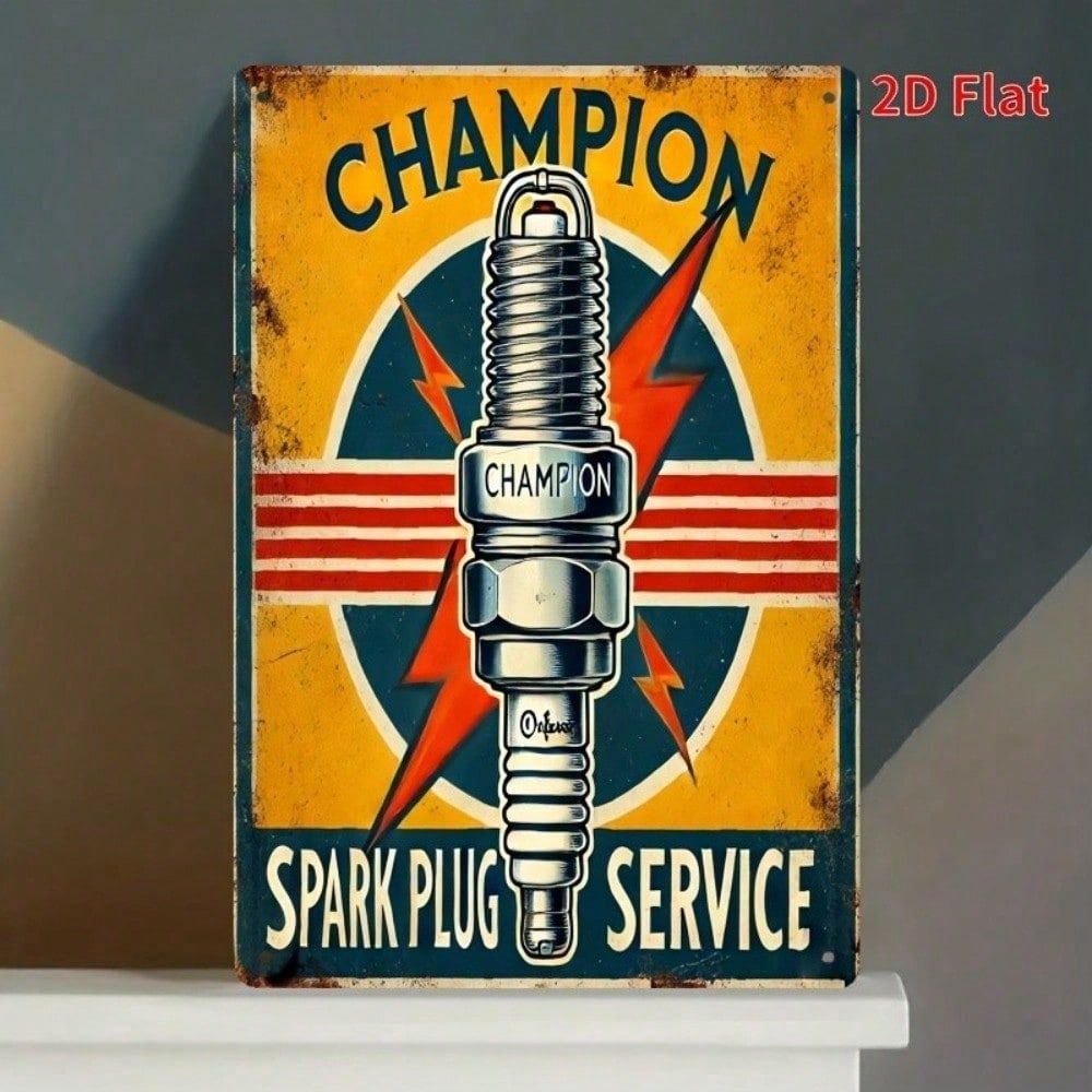 HELLOYOUNG ป้ายโลหะดีบุกวินเทจ Retro Wall Decor สําหรับโรงรถ Man Cave Bar ผับ Champion Spark Plugs A