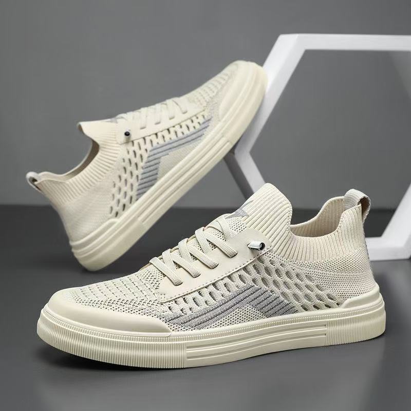 Casual All-Match แฟชั่นอินเทรนด์ Simple Minimalist รองเท้าผู้ชายบินทอตาข่ายระบายอากาศรองเท้าบางสไตล์ Slip-On กีฬากลางแจ้งรองเท้าผู้ชายผู้ชายนุ่มนุ่มนุ่มนุ่ม Rebound Shock A