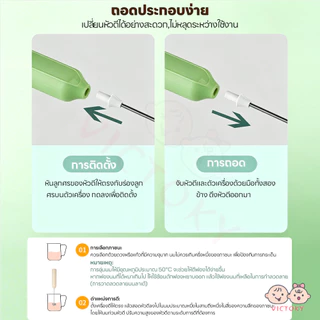 VICTOKY เครื่องตีฟองนมไฟฟ้า ที่ตีฟองนมไร้สาย แบบพกพา เครื่องตีฟองนม ปรับความเร็ว ที่ตีไข่แบบชาร์จ USB
