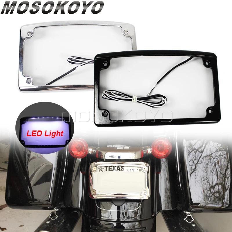 Lที่ยึดป้ายทะเบียนรถจักรยานยนต์6 LED โค้ง12 ° 7-3/16 "x 4-1/4" สำหรับ Harley Honda Yamaha Suzuki