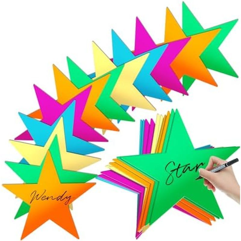 Epah 36 ชิ้น Star Card Stock Cutouts 11 นิ้ว Glitter Double พิมพ์กระดาษดาวตกแต่งสําหรับห้องเรียน Bul