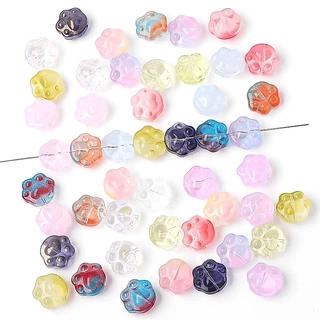 20ชิ้นน่ารักหมีตีนอุปกรณ์เสริมแก้วสีลูกปัดทําเองทําสร้อยข้อมือต่างหูจี้วัสดุ