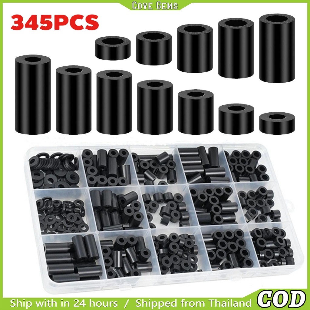 345PCS-บูทพลาสติกกลม Black Nylon Round Spacer Kit M3 M4 บูทรองสกรู พลาสติกไนลอน ฉนวนกันความร้อน รองเมนบอร์ด แข็งแรง