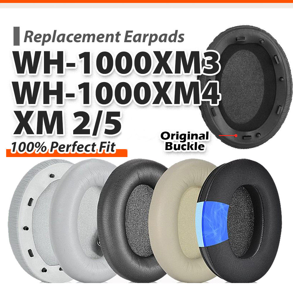 เปลี่ยนแผ่นรองหูฟังสําหรับ WH-1000XM3/XM4/XM5 หนังนุ่มหูฟังแถบคาดศีรษะฝาครอบ Earpads Ear pads  Earpbuff Ear Cushion