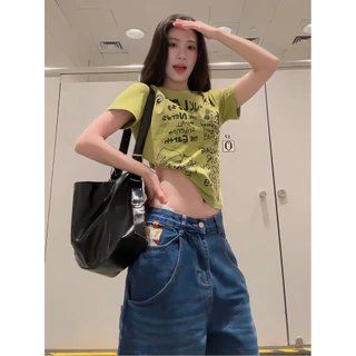 พร้อมส่ง🍒แขนสั้น เสื้อยืดคอกลม แฟชั่นฮาราจูกุพิมพ์ลายตัว สไตล์วินเทจ ใส่สบา แฟชั่นฤดูร้อน Youmi
