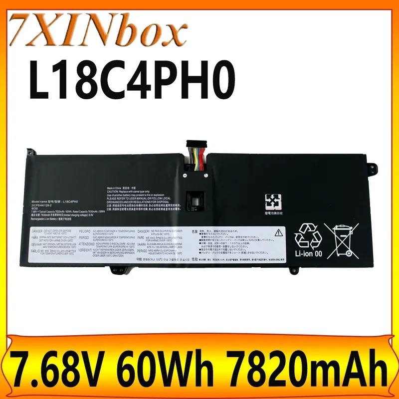 7XINbox L18C4PH0 7.68V 60Wh 7820mAh แบตเตอรี่แล็ปท็อปสําหรับ Lenovo โยคะ C940 14IIL 81Q9 2ICP5 44 12