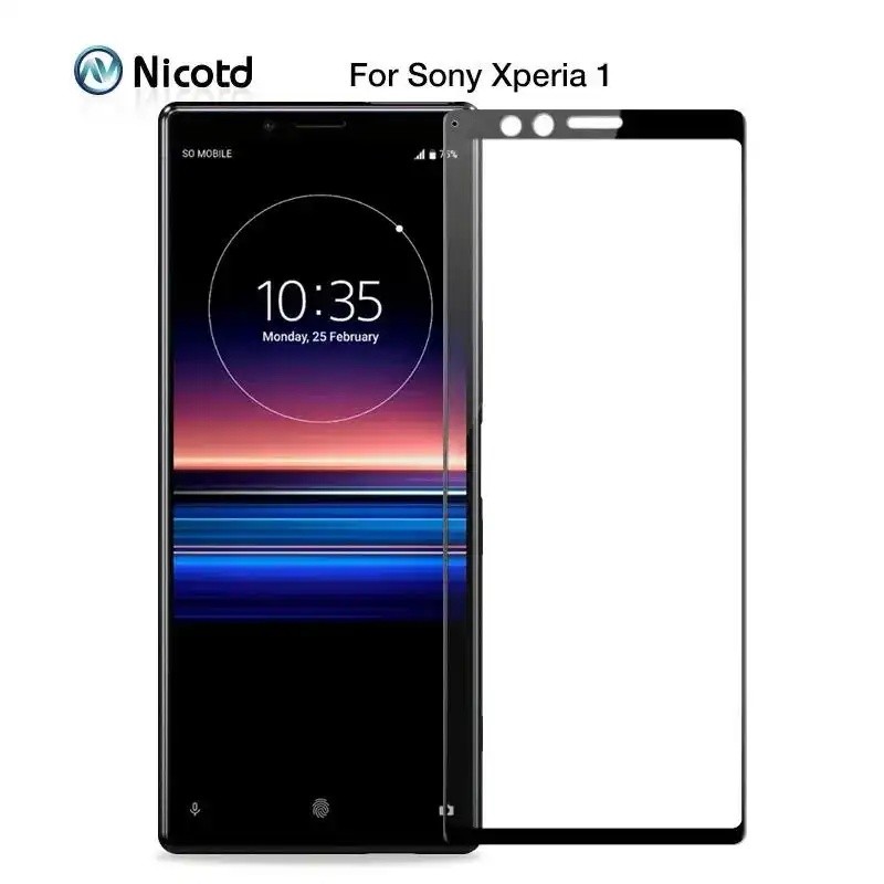 เหมาะสําหรับ Sony Xperia 1 ฟิล์มนิรภัยเต็มรูปแบบและตัวป้องกันหน้าจอกันกระแทกสําหรับ Sony Xperia 1 รุ