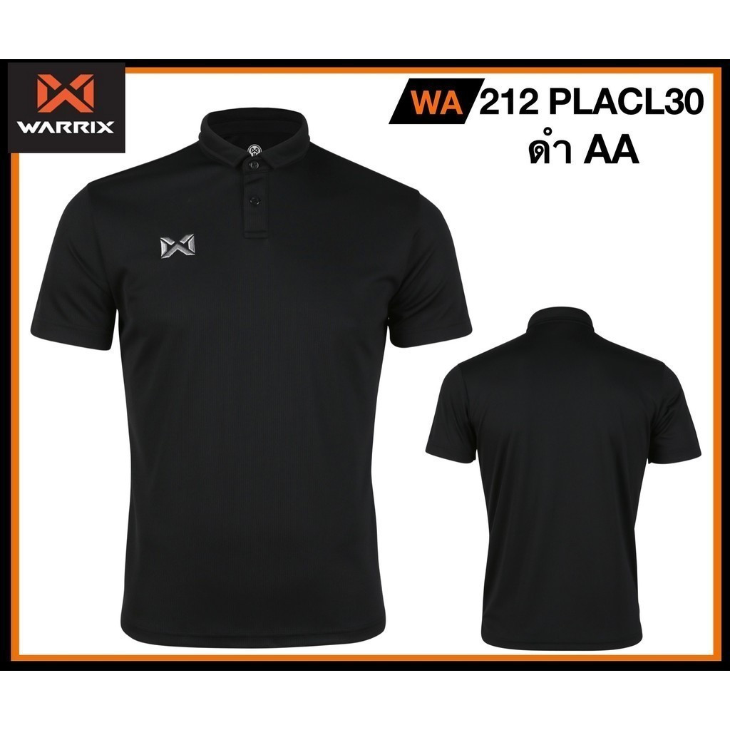 S-3XL WARRIX สีดํา Warrix รุ่น PIQUE,Polo-T-shirt