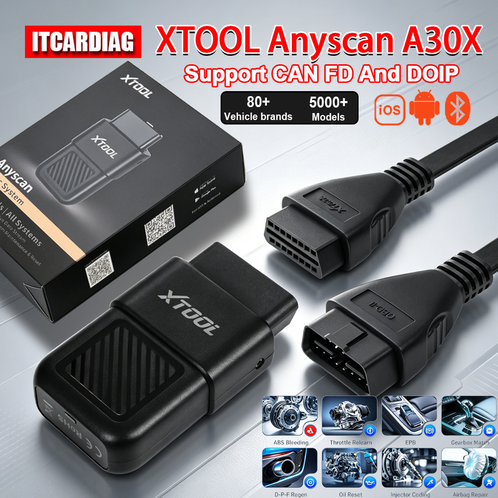 XTOOL A30X เครื่องสแกนบลูทูธพร้อมสายต่อ Bi-directional OBD2 เครื่องอ่านรหัส 26 + ฟังก์ชั่นมากกว่า 50