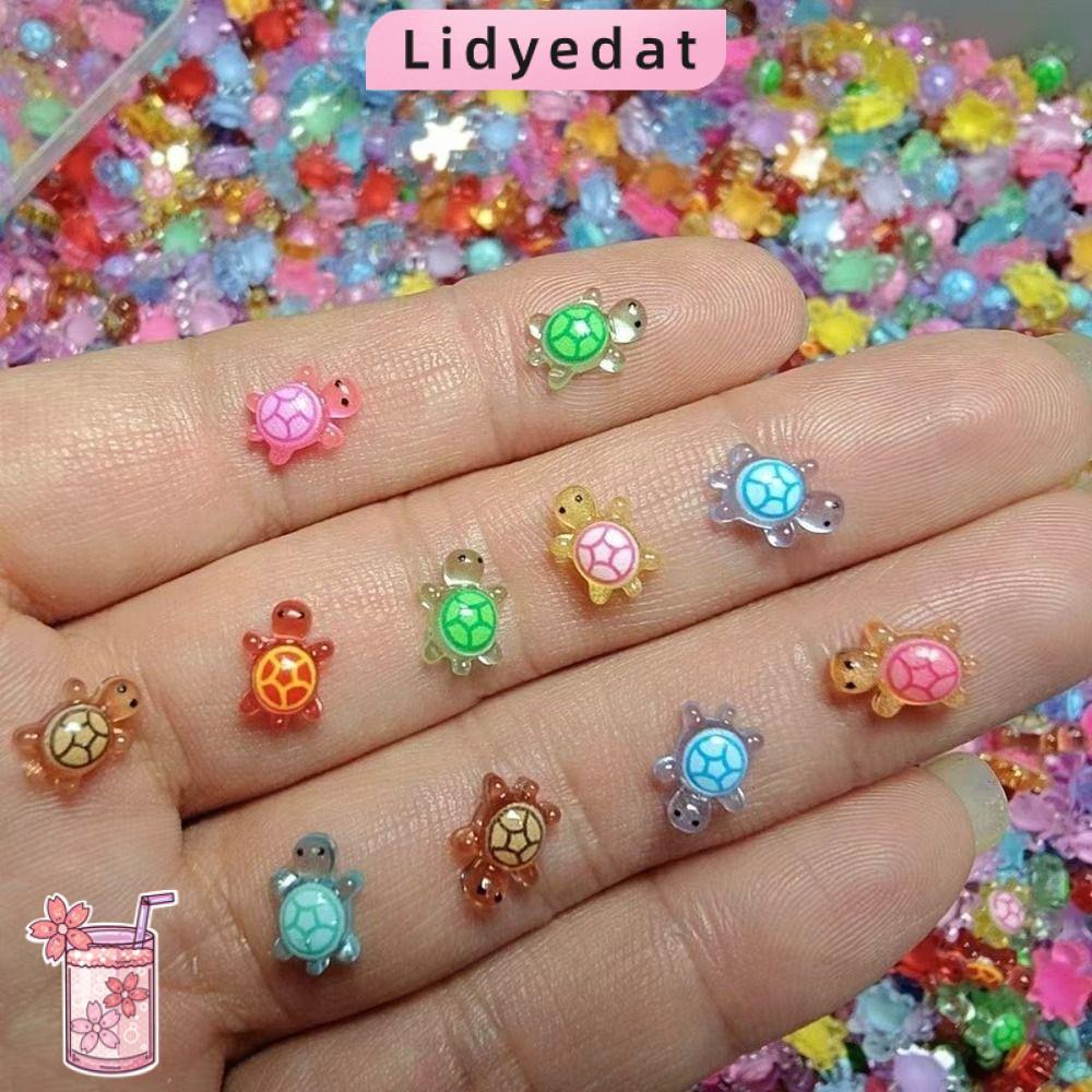 LIDYEDAT165 100 ชิ้นมินิเรซิ่นสัตว์,Dopamine สี DIY เต่าเรืองแสง,น่ารัก Night Glow การ์ตูน Miniature ตุ๊กตาสําหรับ DIY Hairpin โทรศัพท์