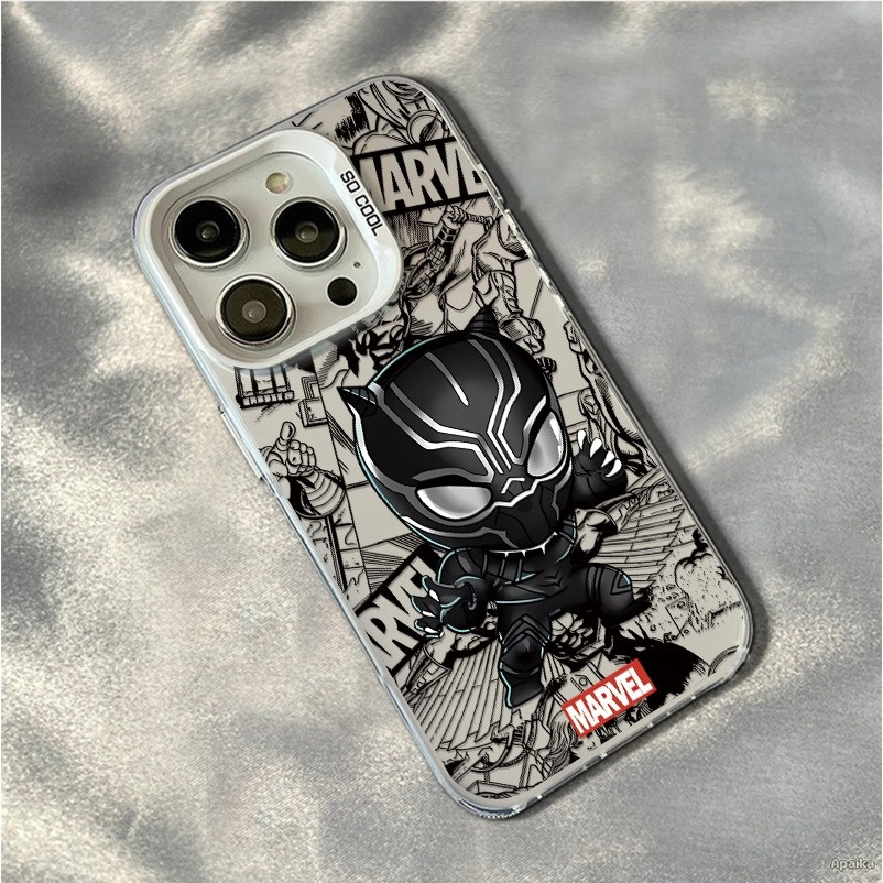 For เคส iPhone 11 12 13 14 15 16 17 pro max x xr xsmax เคสไอโฟน 14 15 16 plus สำหรับผู้ชาย IMD กันกระแทกเท่ๆปีศาจสีดำ