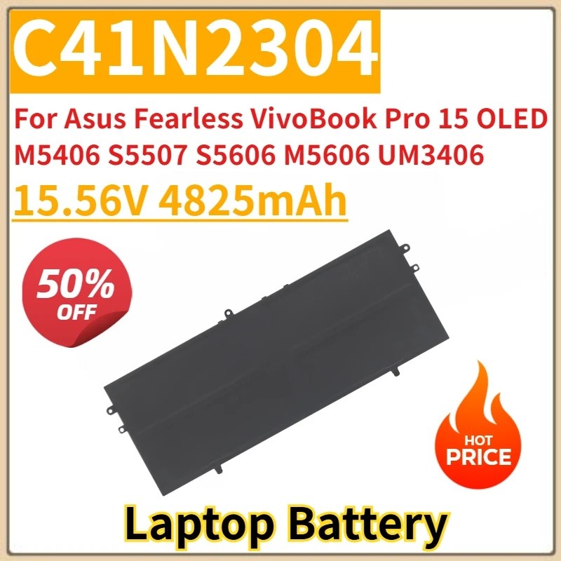 ใหม่เปลี่ยนแบตเตอรี่แล็ปท็อป 1516V 4825mAh C41N2304 สําหรับ Asus Fearless VivoBook Pro 15 OLED M5406