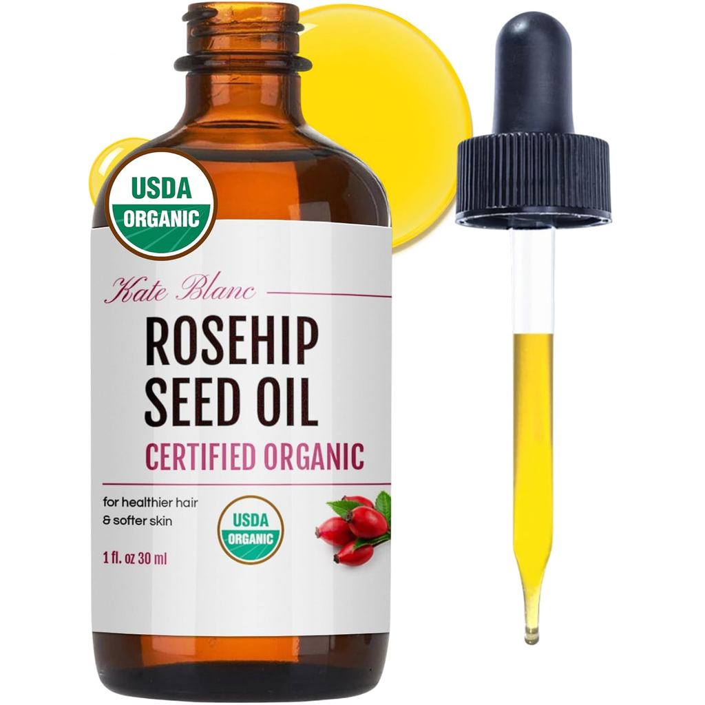 Kate Blanc Cosmetics Rosehip Seed Oil for Face, Pure Organic 100% | Cold Pressed Unrefined Rose Hip 