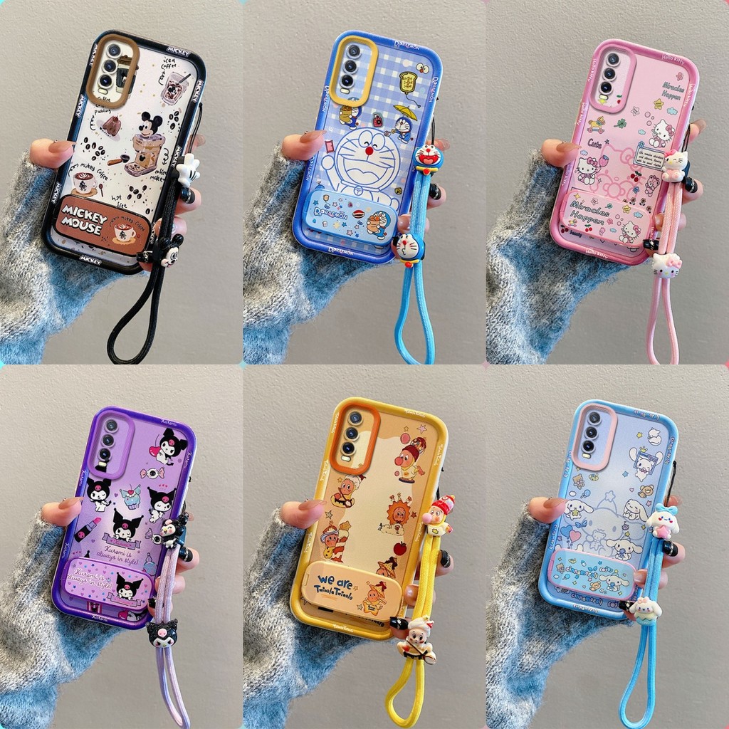 เคส VIVO Y20 Y20S Y12S Y12A กระจกการ์ตูนน่ารักพร้อมขาตั้งเคสโทรศัพท์